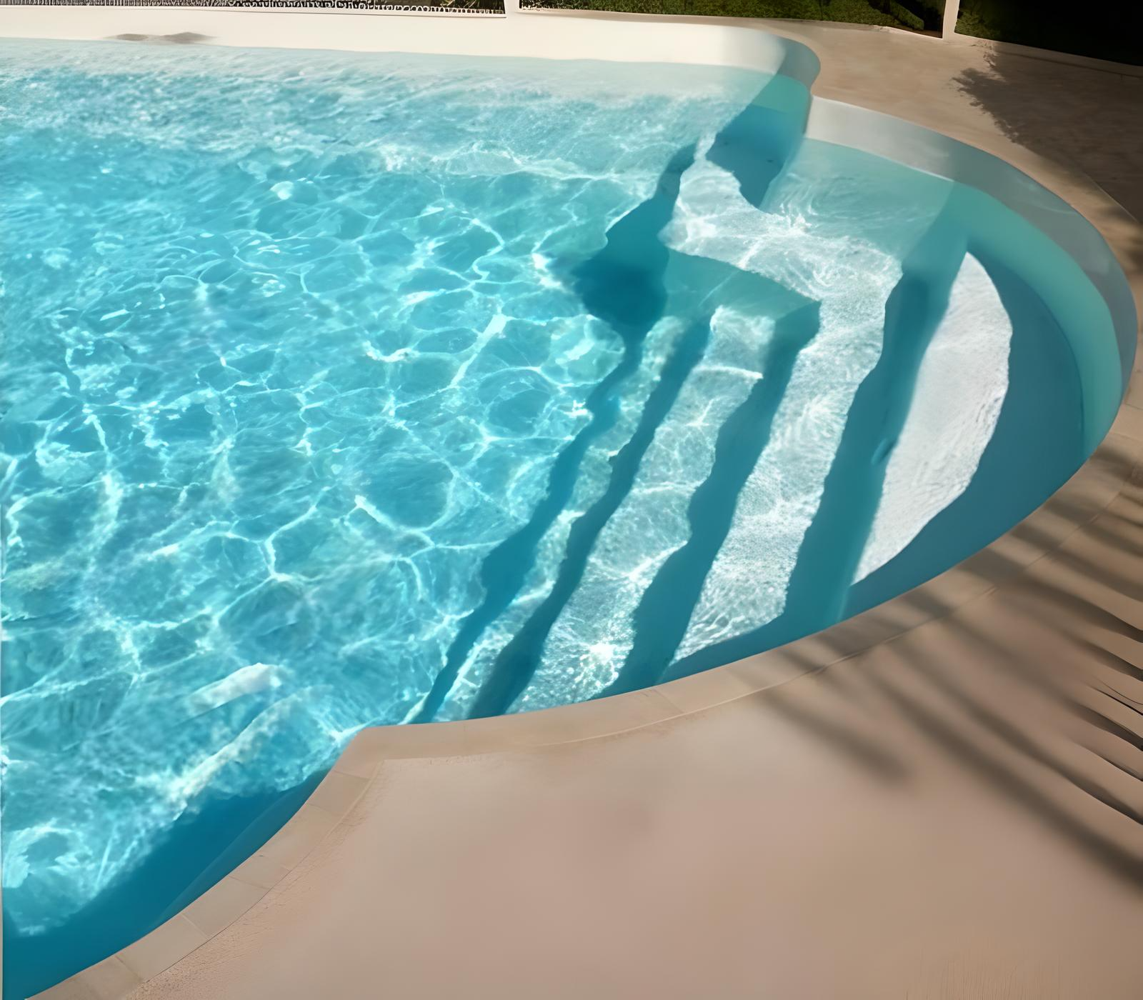 piscine coque avec escalier roman