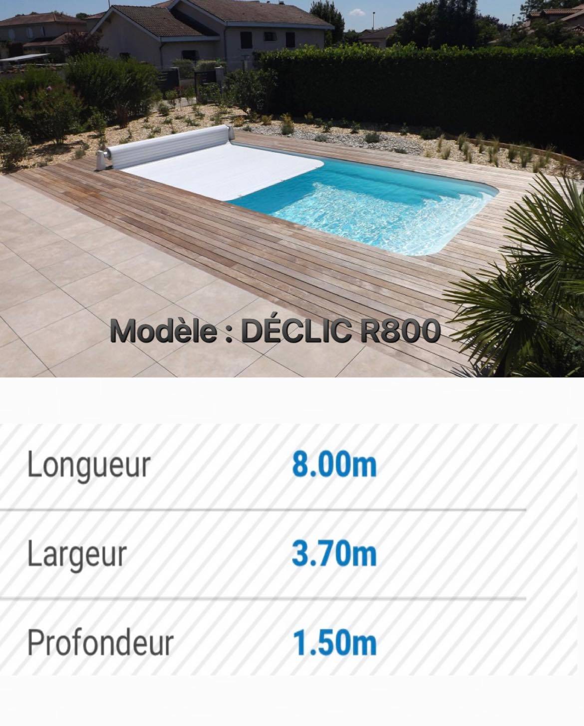 Kit piscine coque polyester, modèle : DÉCLIC 800 (8 x 3.70) chez FERRE PISCINES MARSEILLE 
