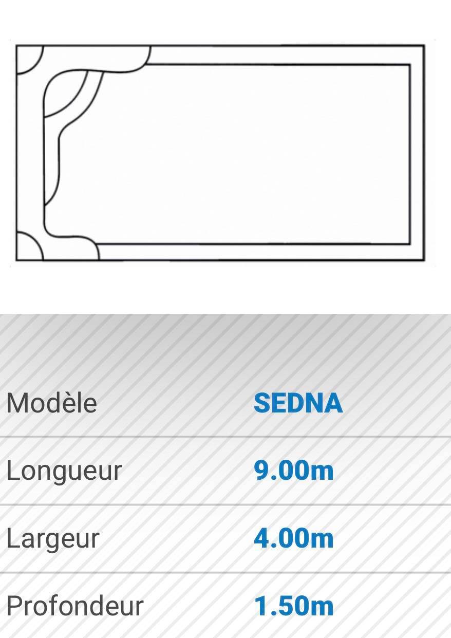 piscine coque rectangulaire 9X4 FERRE PISCINES 