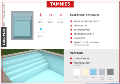 Piscine coque avec escalier largeur 13011