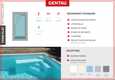 mini piscine coque moins de 10m2 modèle : GENTAU 