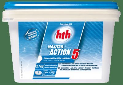 Chlore multifonctions - HTH MAXITAB ACTION 5 - galet 135g - 2,7kg 