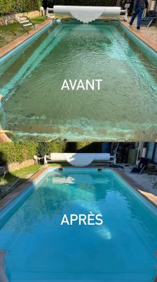Avant après nettoyage piscines chez Ferré piscines Marseille 